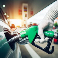 Close-up image of hand refueling car