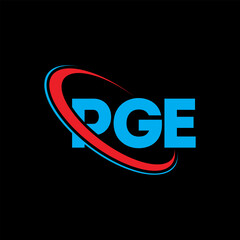 PGE logo. PGE letter. PGE letter logo design. Initials PGE logo linked with circle and uppercase monogram logo. PGE typography for technology, business and real estate brand.