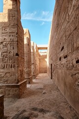 Luxor, Egypt - December 26 2023: Ramesses III Temple entrance gate at the Karnak Temple