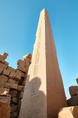 Luxor, Egypt - January 2, 2024: Obelisk of Queen Hapshetsut in Karnak Temple