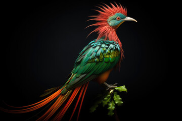 Fototapeta premium Quetzal bird on black isolated background