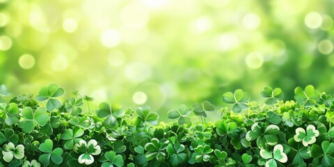 Green clover leaves with bokeh effect. St. Patrick's day background