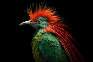 Fototapeta premium Quetzal bird on black isolated background