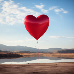 Valentine's Day with a Heart-Shaped Red Foil Balloon: A Romantic Gesture for a Beloved Woman on a...