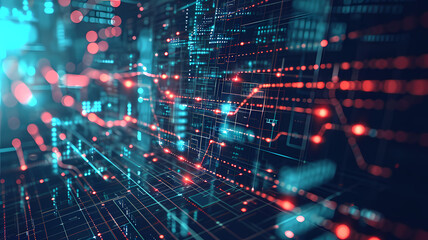 Fototapeta premium Futuristic data-themed abstract background with a digital art concept