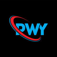 PWY logo. PWY letter. PWY letter logo design. Initials PWY logo linked with circle and uppercase monogram logo. PWY typography for technology, business and real estate brand.