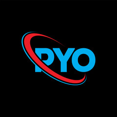 PYO logo. PYO letter. PYO letter logo design. Initials PYO logo linked with circle and uppercase monogram logo. PYO typography for technology, business and real estate brand.