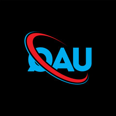 QAU logo. QAU letter. QAU letter logo design. Intitials QAU logo linked with circle and uppercase monogram logo. QAU typography for technology, business and real estate brand.