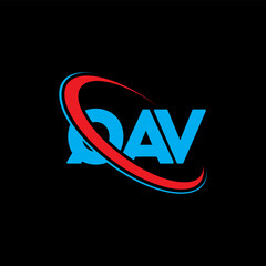 QAV logo. QAV letter. QAV letter logo design. Intitials QAV logo linked with circle and uppercase monogram logo. QAV typography for technology, business and real estate brand.