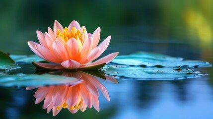 Serene lotus background on water, providing generous space for text, perfect for banners and complemented by an inspirational message.
