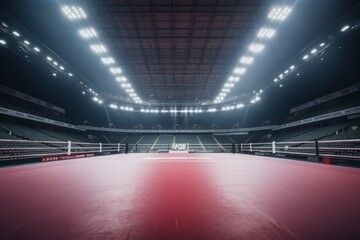 Epic professional boxing arena box ring sport empty background competition professional fight game spotlight stage fight match indoor tournament action platform for athletes engagement viewers event