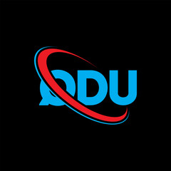 QDU logo. QDU letter. QDU letter logo design. Initials QDU logo linked with circle and uppercase monogram logo. QDU typography for technology, business and real estate brand.
