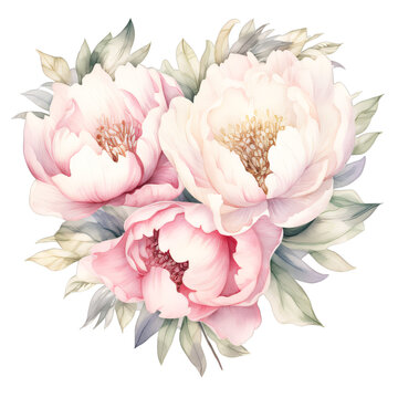 A bouquet of pink peony flowers on a   on a transparent background png isolated