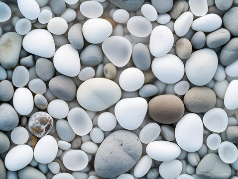 Creative background abstract image of white rounded smooth pebble stone