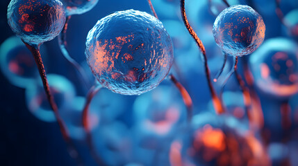 Creative image of embryonic stem cells, cellular therapy. 3d illustration - obrazy, fototapety, plakaty