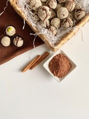 Handmade Chocolate and Chocolate Ingredients on White Background