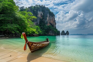 Paisaje pintoresco.Oceano y monta?+/-as.Viajes y aventuras alrededor del mundo.Islas de Tailandia.Phuket. - obrazy, fototapety, plakaty