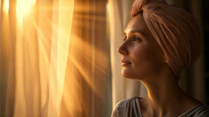 Portrait of women strength and resilience of cancer survivor gemerative ai