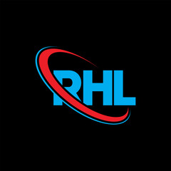 RHL logo. RHL letter. RHL letter logo design. Initials RHL logo linked with circle and uppercase monogram logo. RHL typography for technology, business and real estate brand.