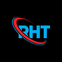 RHT logo. RHT letter. RHT letter logo design. Initials RHT logo linked with circle and uppercase monogram logo. RHT typography for technology, business and real estate brand.