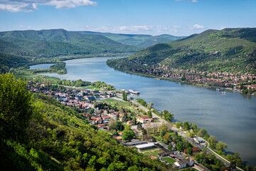 View from castle ruin of Visegrad, Hungary, Danube river