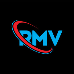 RMV logo. RMV letter. RMV letter logo design. Initials RMV logo linked with circle and uppercase monogram logo. RMV typography for technology, business and real estate brand.