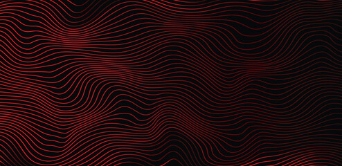 Red line wave and black abstract background