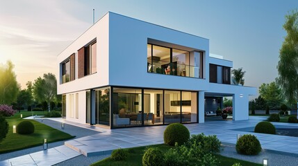 Modern house concept ideal for business rentals, real estate listings, and promotional material showcasing luxurious and modern living spaces