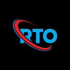 RTO logo. RTO letter. RTO letter logo design. Initials RTO logo linked with circle and uppercase monogram logo. RTO typography for technology, business and real estate brand.