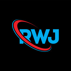 RWJ logo. RWJ letter. RWJ letter logo design. Initials RWJ logo linked with circle and uppercase monogram logo. RWJ typography for technology, business and real estate brand.