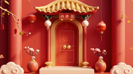 3d chinese new year background