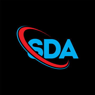 SDA logo. SDA letter. SDA letter logo design. Initials SDA logo linked with circle and uppercase monogram logo. SDA typography for technology, business and real estate brand.