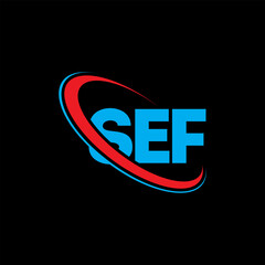 SEF logo. SEF letter. SEF letter logo design. Initials SEF logo linked with circle and uppercase monogram logo. SEF typography for technology, business and real estate brand.