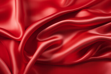 Shiny red satin or silk textile texture with folds.