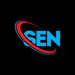 SEN logo. SEN letter. SEN letter logo design. Initials SEN logo linked with circle and uppercase monogram logo. SEN typography for technology, business and real estate brand. © mamun25g