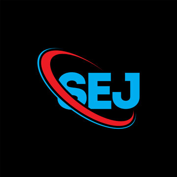 SEJ logo. SEJ letter. SEJ letter logo design. Initials SEJ logo linked with circle and uppercase monogram logo. SEJ typography for technology, business and real estate brand.
