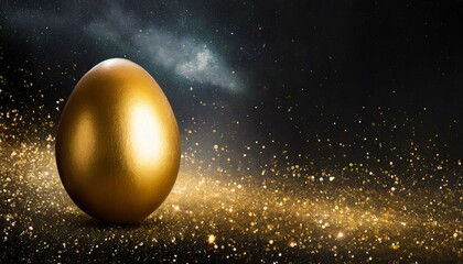 Naklejka premium golden egg with universe in background 