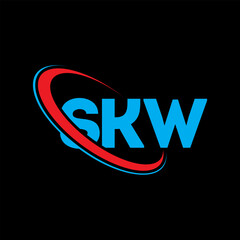 SKW logo. SKW letter. SKW letter logo design. Initials SKW logo linked with circle and uppercase monogram logo. SKW typography for technology, business and real estate brand.