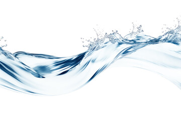 Blue water swirl splash with little bubbles isolated on clear png background, liquid flowing in form of wave