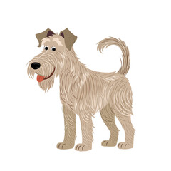 Obraz na płótnie Canvas Cartoon funny dog in flat style. isolated Irish Wolfhound on white background. Vector clip art for print, posters, covers, postcards and etc. Cute portrait of purebred puppy.