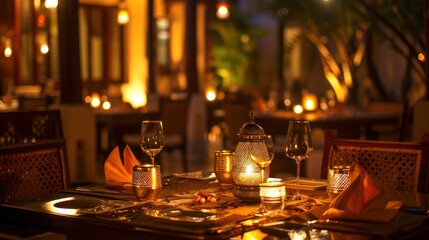 Dinner Setup with Indian Cuisine and Decor