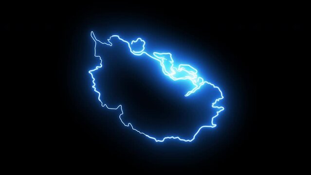 Animated map of Riau Province in Indonesia with a glowing neon effect