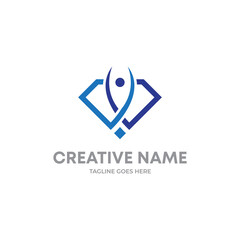 Obraz premium Premium Diamond shape youth combination mark logo