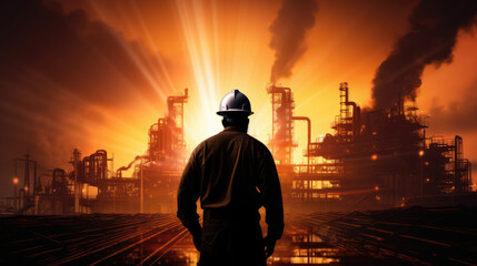 Silhouette of miner worker