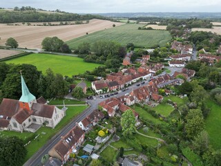 Fototapeta na wymiar South Harting Village in Sussex UK drone,aerial high angle.