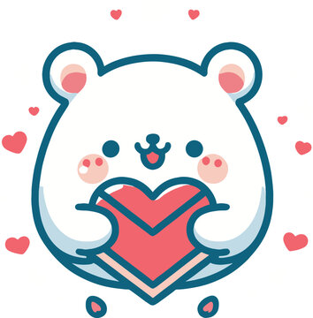 valentines day character cute white bear