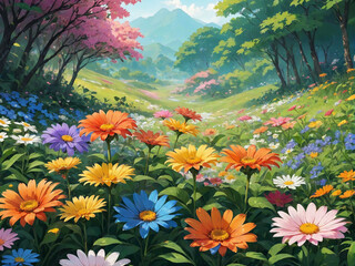 Fototapeta na wymiar Beautiful Background With Beautiful Flowers