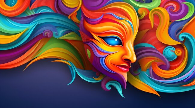 Beautiful abstract color mask on colorful background. Illustration for your design.