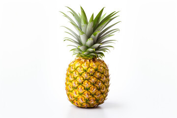 Single Pineapple fruit, isolated white background