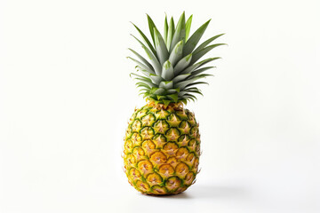 Single Pineapple fruit, isolated white background